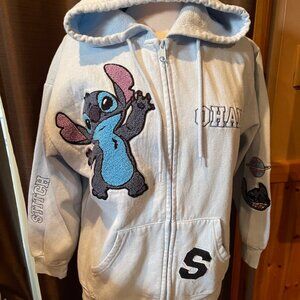 DISNEY Stitch Women's Full Zip Sweatshirt Hoodie Blue, size M, excellent pre-own